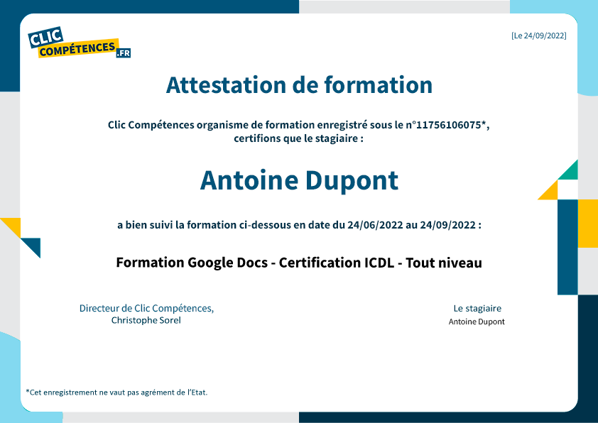 diplome formation GoogleDocs