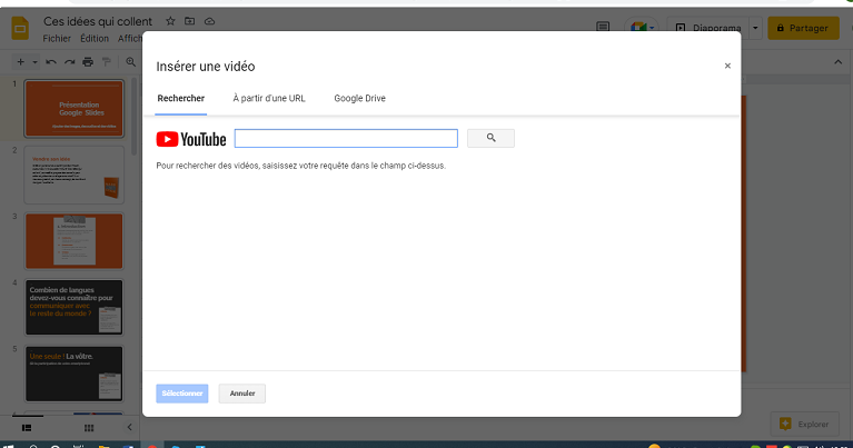 Insertion Vidéo Google Slides