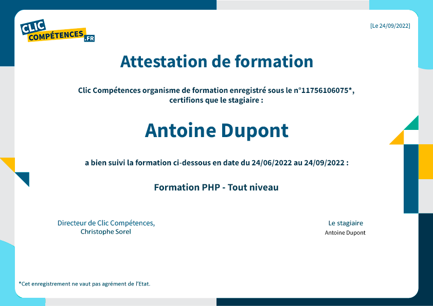 diplome formation PHP