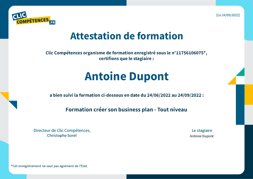 diplome formation creer son business plan