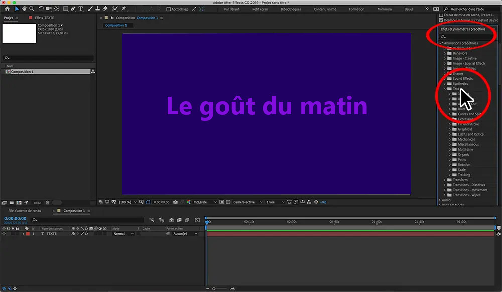 Animation de texte avancee avec After Effects