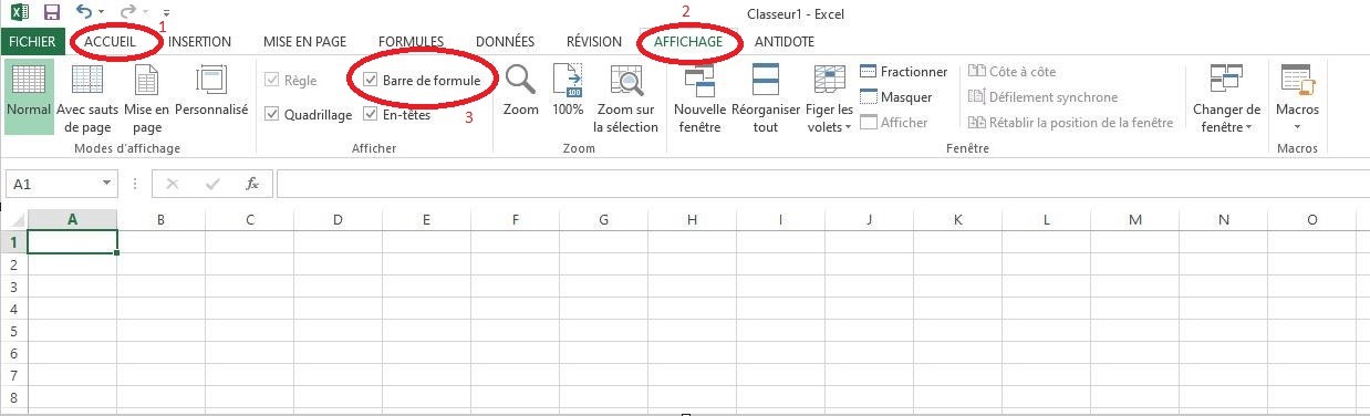 Barre de formule dans Excel
