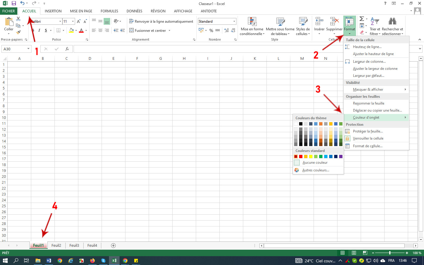 Les onglets de feuille dans Excel