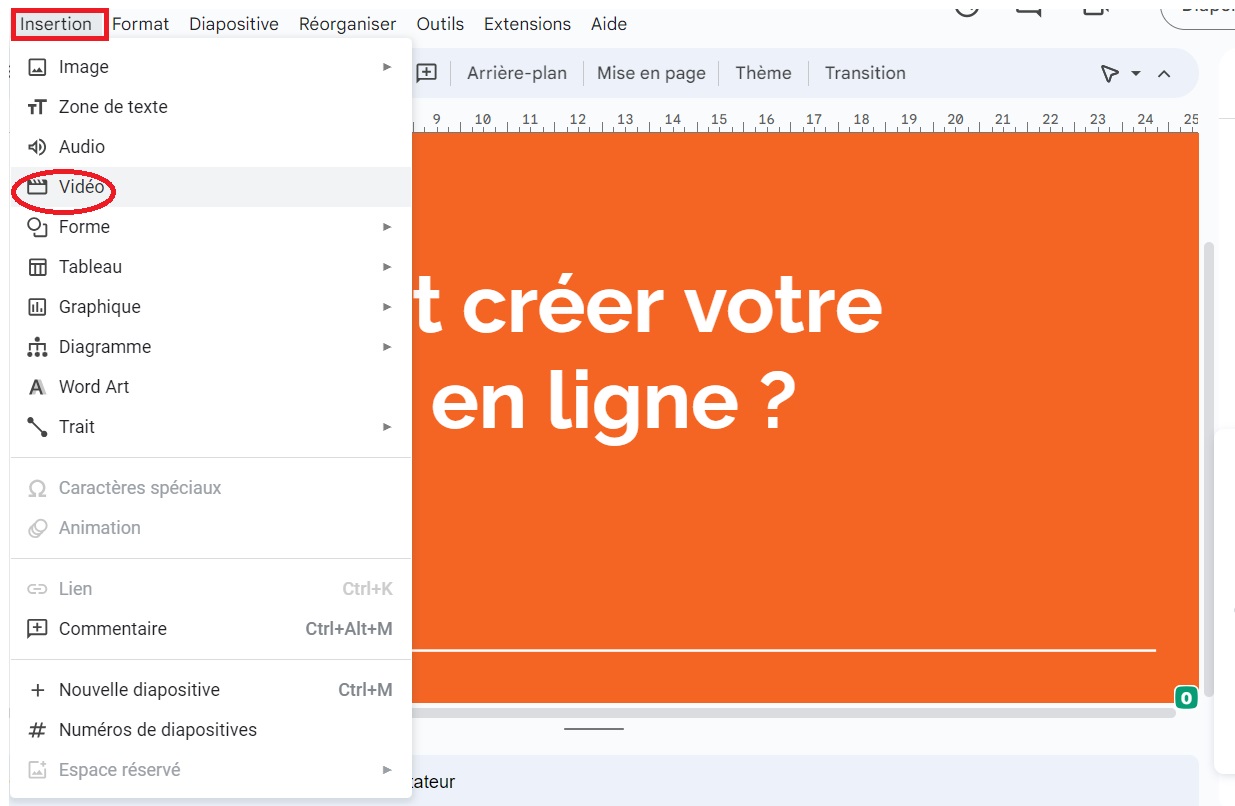 Comment inserer une video depuis drive