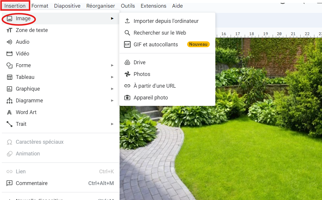 Importer une image dans google slides