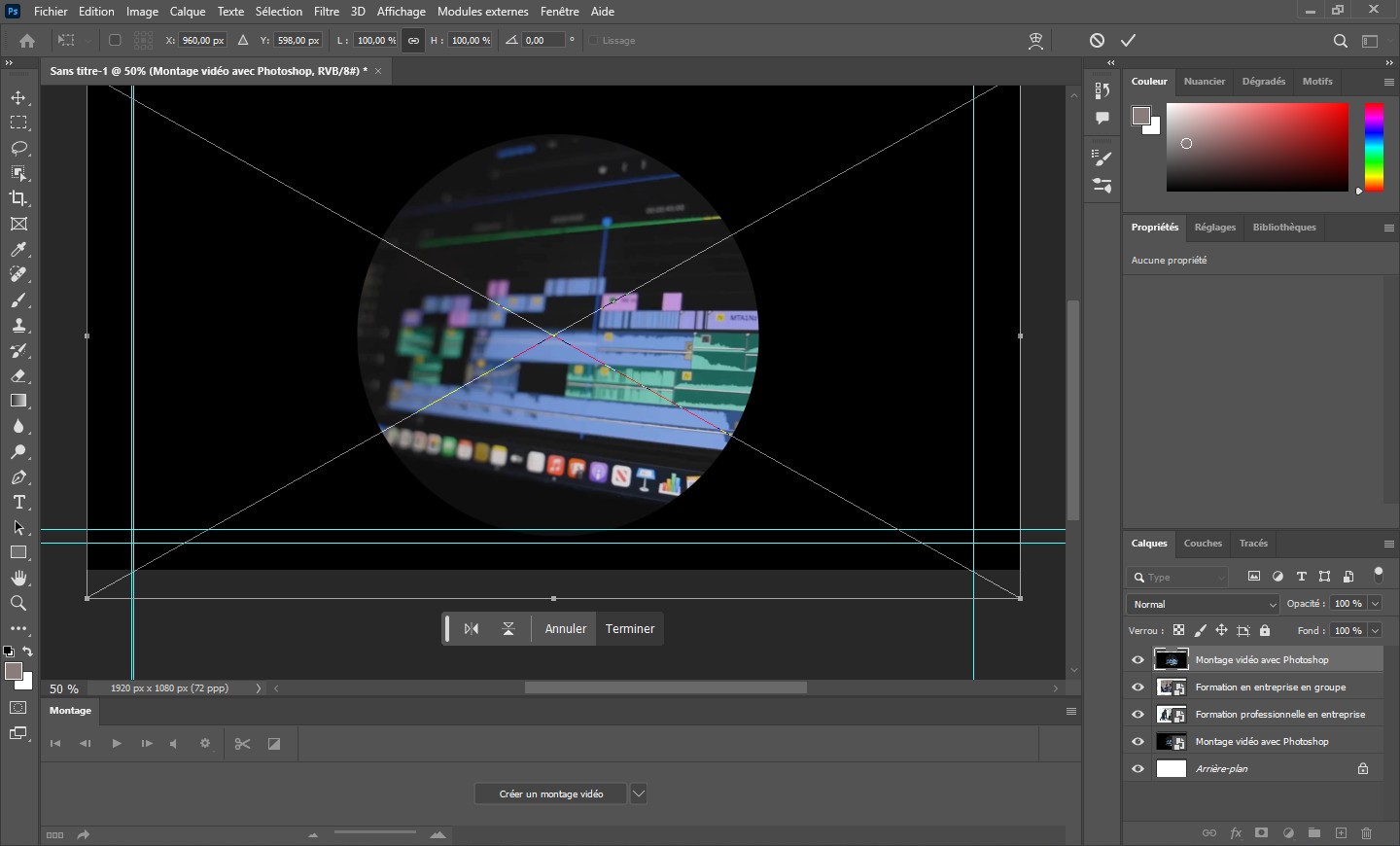 Premiere video importee dans Photoshop