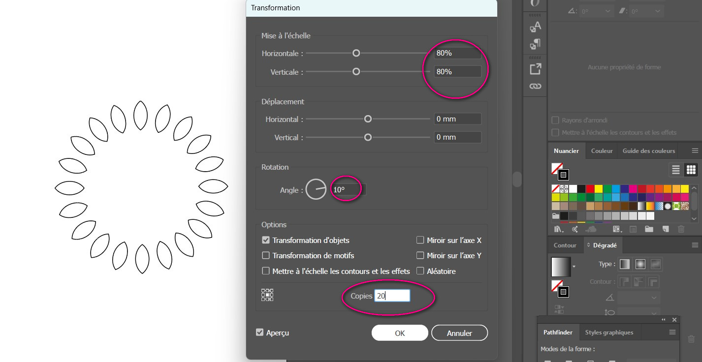 Appliquer une transformation circulaire