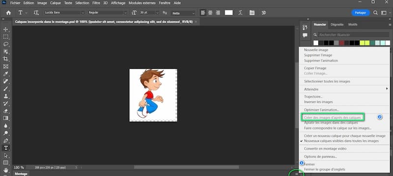 Convertir les calques en trames d’animation