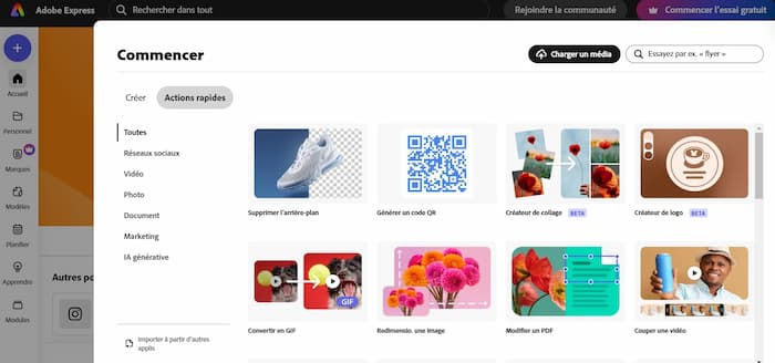 Nouvelle génération d'outil de création Adobe Express